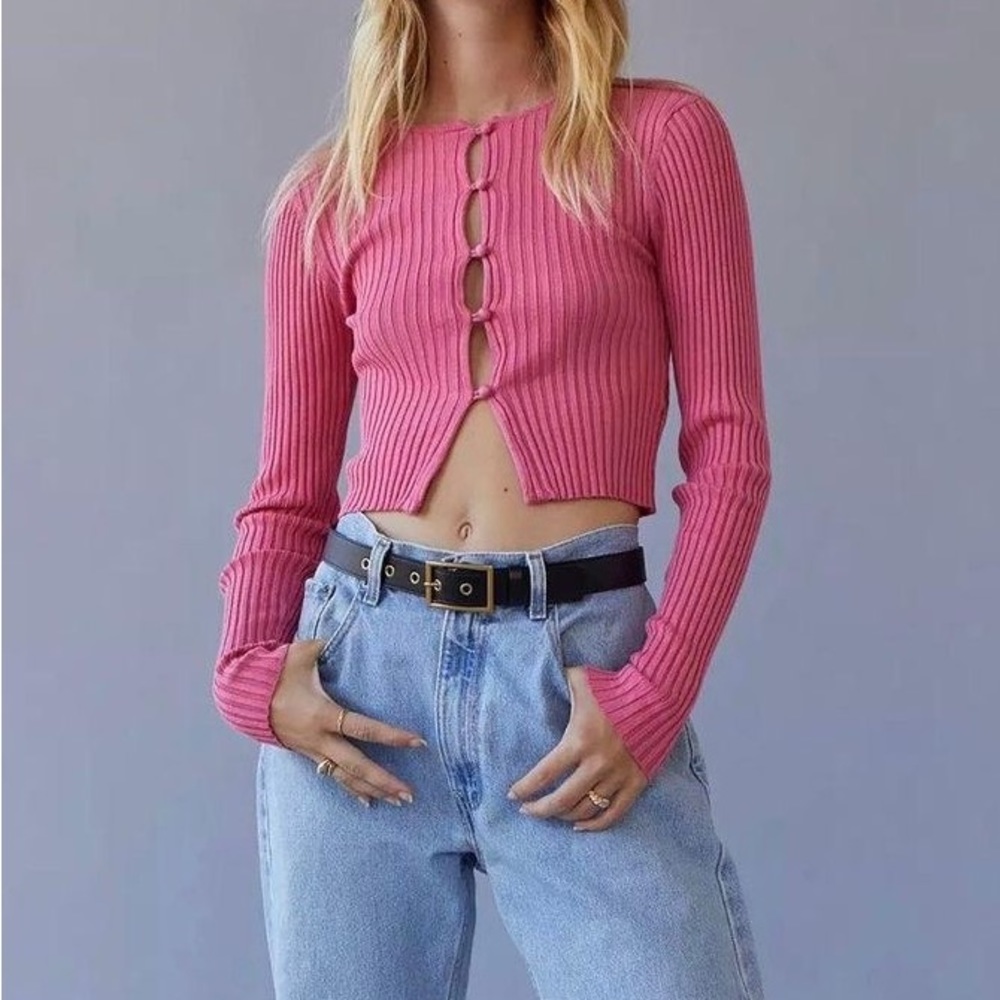 Urban Outfitters Pink Sweater Cut Out Top